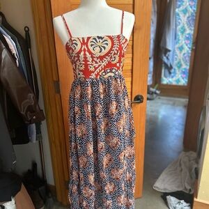 Natural Life Red and Blue Midi Dress